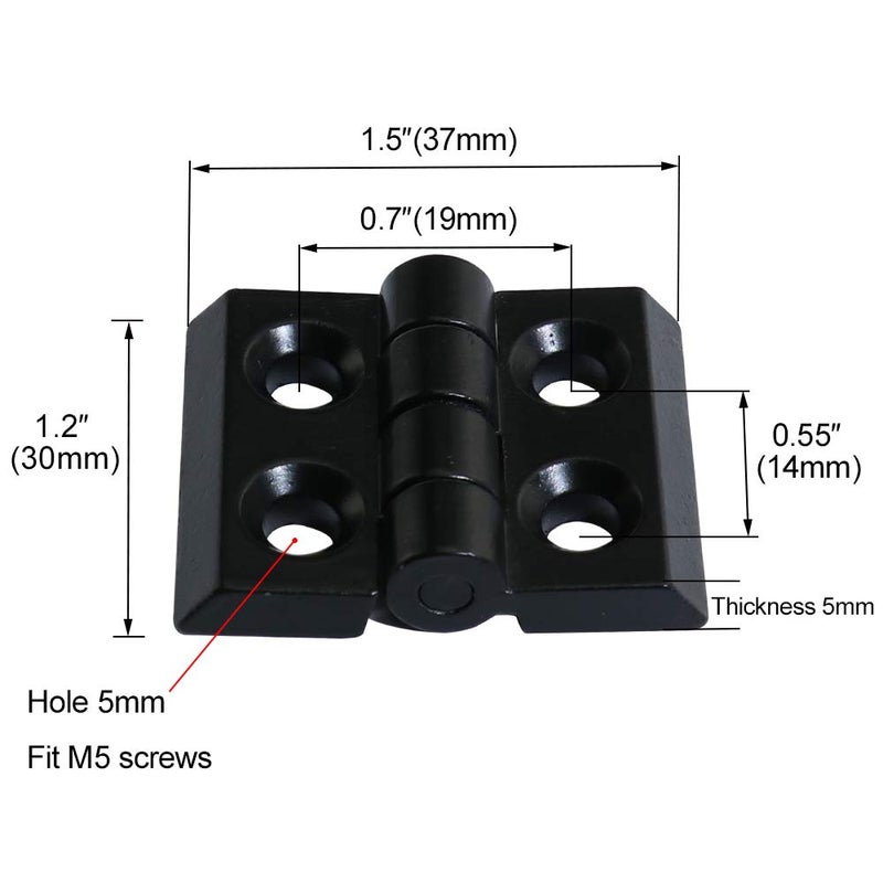 Boeray 2 Sets 2020 Aluminum Extrusion Profile Slot 6mm Door Handle and Frame Hinges Install Kit-4pcs Black Zinc Alloy Hinges, 2pcs Aluminum Handles, 20pcs T-Nuts, 20pcs Hex Screws, 2pcs Wrench - Image 3
